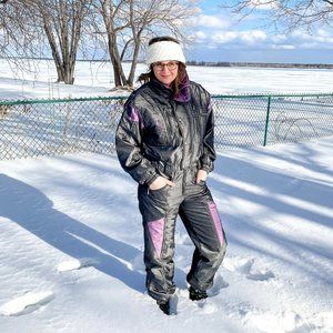 Descente Graphite & Lilac One-Piece Snowsuit